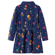 Abito Bambina Maniche Lunghe e Coulisse Blu Marino 128 CFW5110368