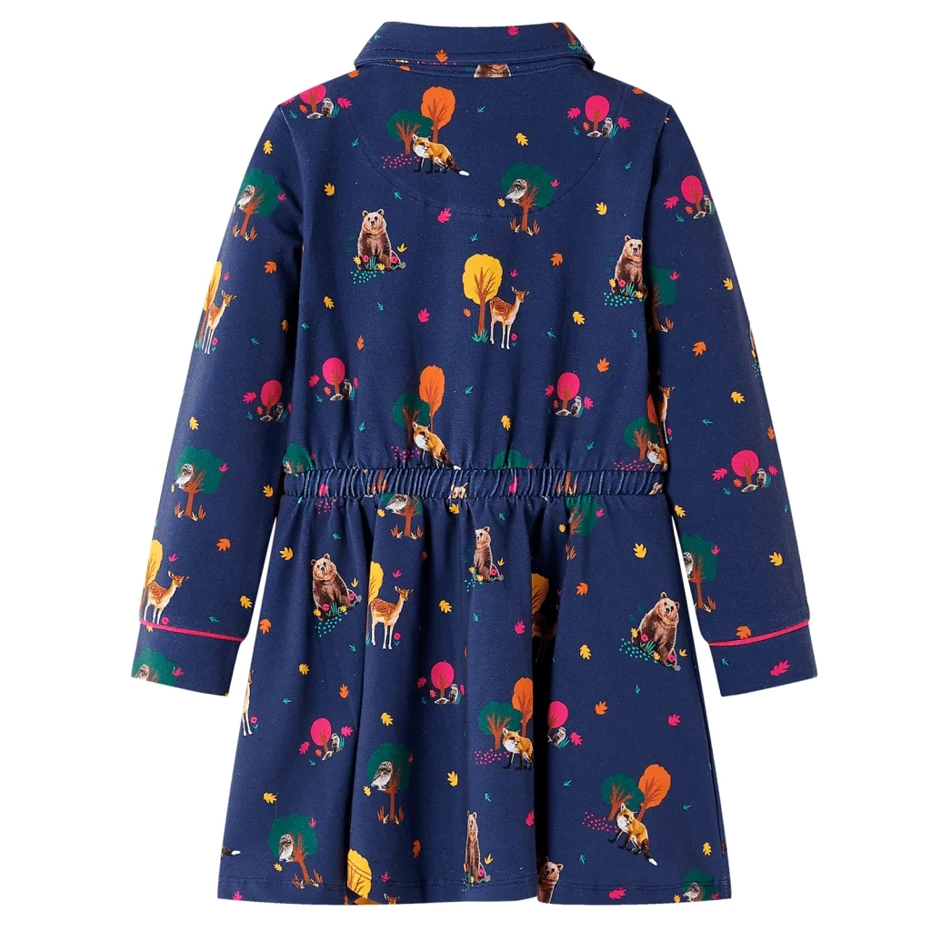 Abito Bambina Maniche Lunghe e Coulisse Blu Marino 128 CFW5110368