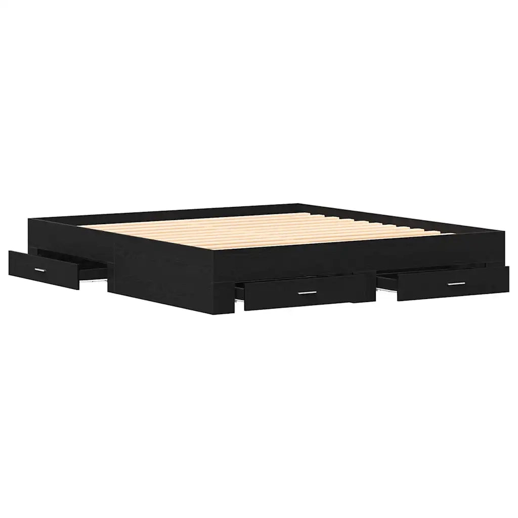 Letto matrimoniale | Letto per adulti | Struttura del letto Rovere Nero 180 x 200 cm Legno multistrato