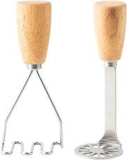 Due mini stampatori di patate - stampatore di patate in acciaio inossidabile con manico di legno - aiuto in cucina - per patate, fagioli, carne, verdure, spazievitore - Mini Duo