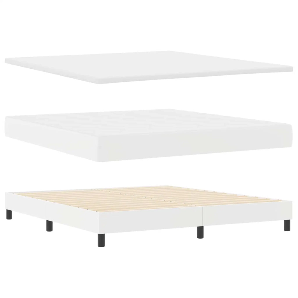 Letto a molle con materasso Bianco 180 x 200 cm Pelle sintetica 3339061