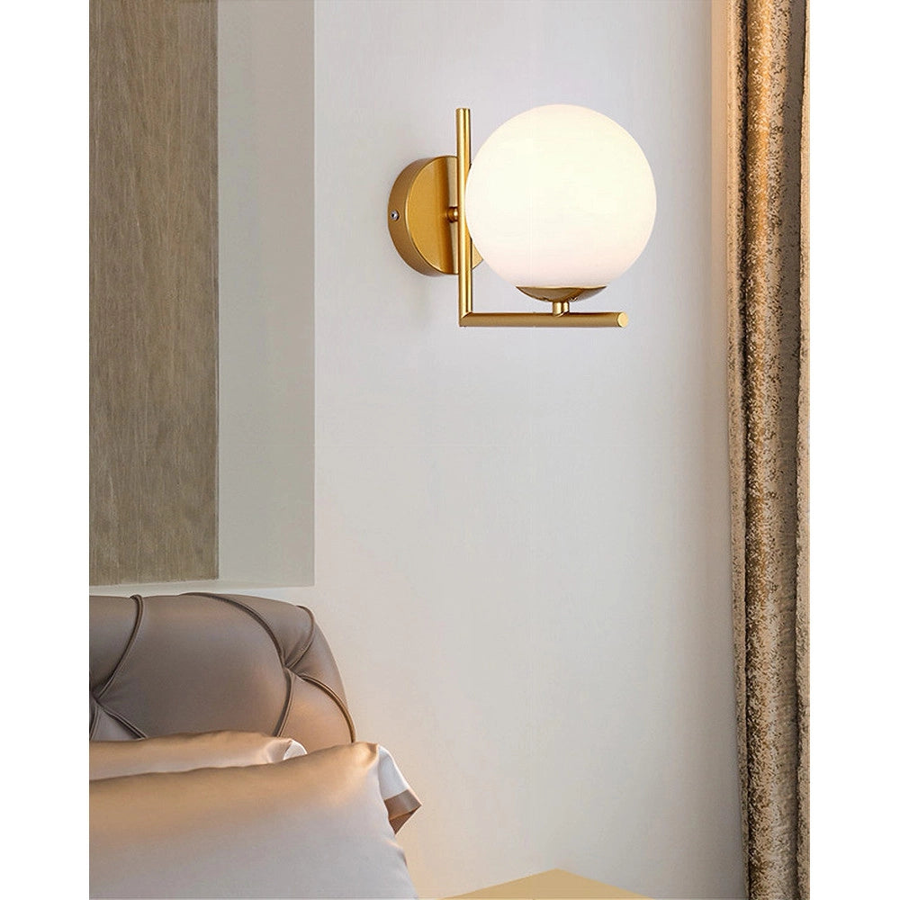 Trade Shop - Applique Parete Attacco G9 Sfera Vetro Metallo Oro Lampada Moderno Minimal 32842 -
