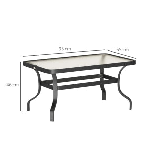 Tavolino da Caff¨¨ in Vetro Temperato ¨C MINIMAL ¨C Design Wave, Angoli Arrotondati, Nero, 95x55 cm