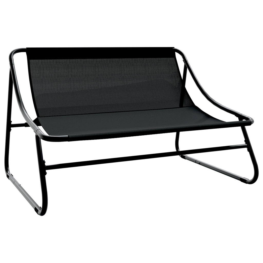 Panchina da Giardino con Cuscino Nera 110x80x71 cm Acciaio