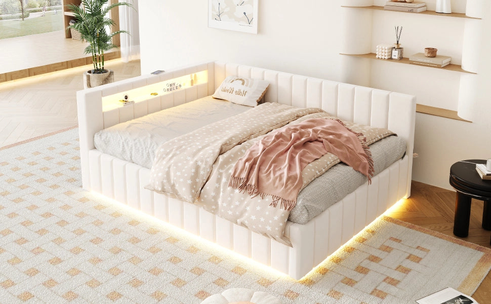 letto imbottito velluto beige 147 x 208;5 cm