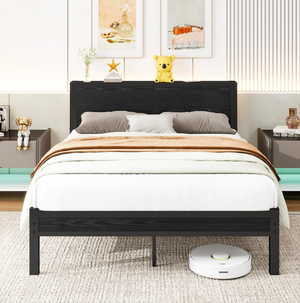 Letto singolo in MDF e metallo con vano sottoletto