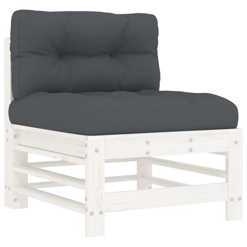 Set Divani da Giardino 7pz con Cuscini in Legno Massello Bianco 3185837