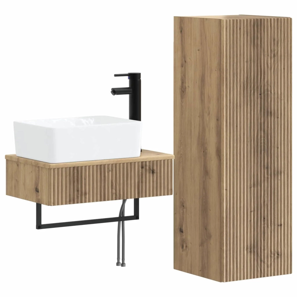 Set di mobili per il bagno 2 pz Rovere Artigianale 3406112