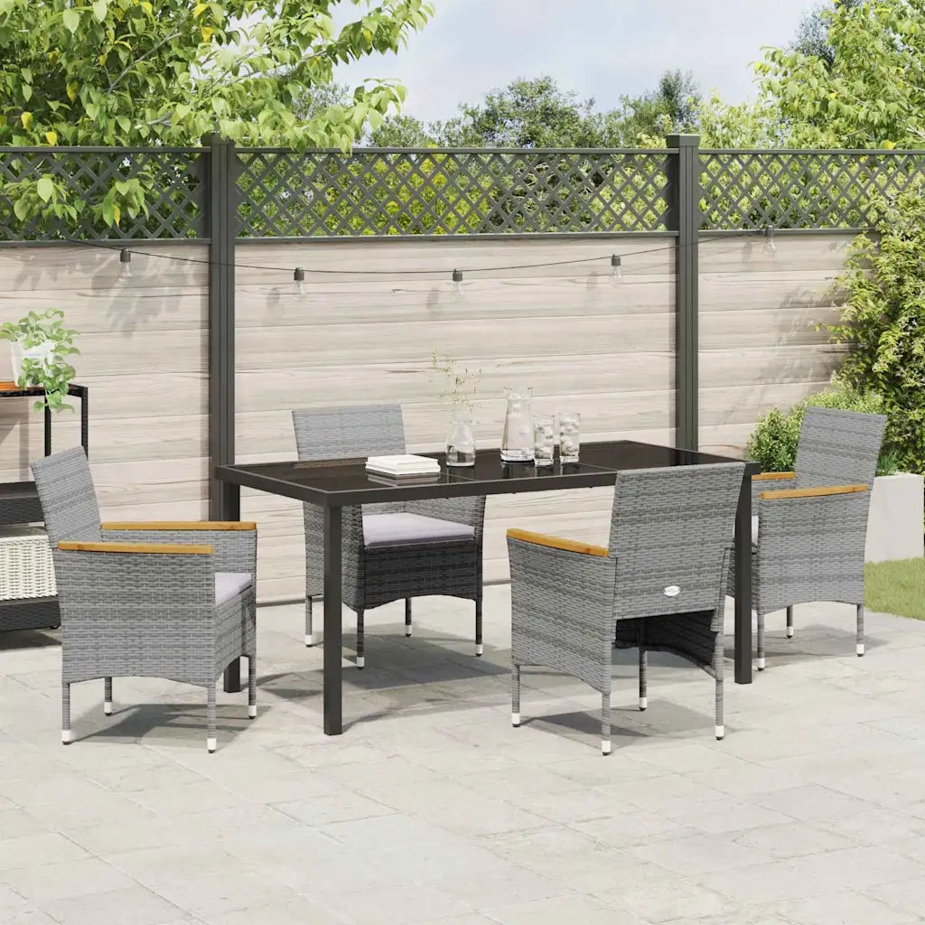 Set da Pranzo per Giardino con cuscino 5 pcs Grigio polyrattan 3379761