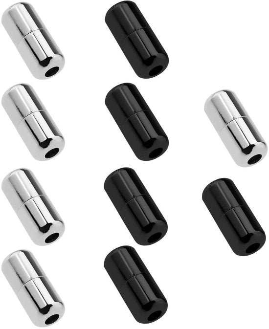 Connettori di allungamento 10 pezzi - Koper - Nero/Argento - Diametro foro 3,7 mm - Lunghezza totale 18 mm - Adatto per catena a goccia/corda - Connettori di corda