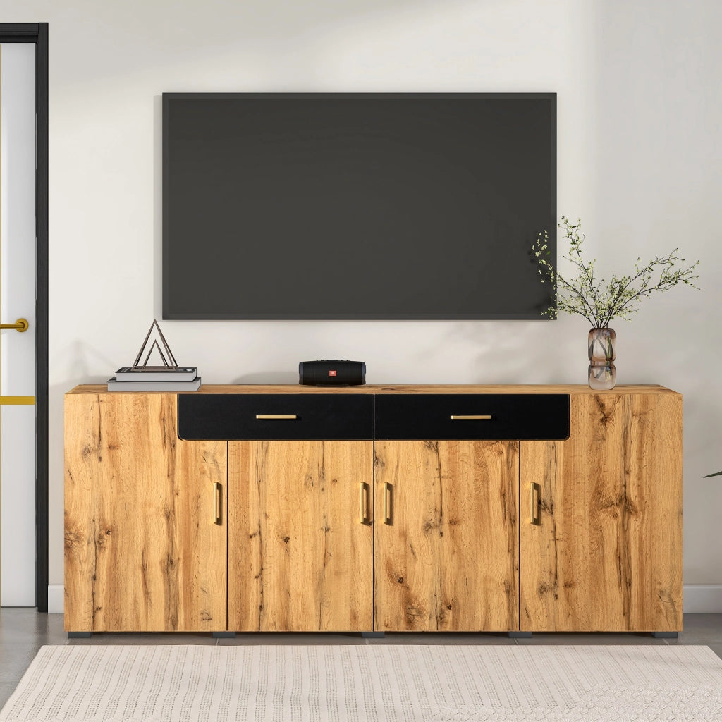 Madia credenza con 4 ante e 2 cassetti; 208 x 39;5 x 80 cm; marrone