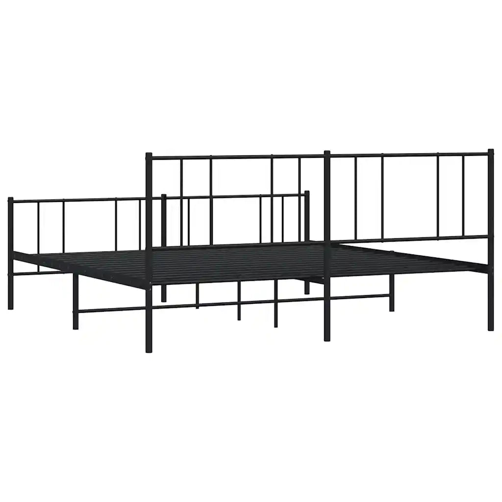 Giroletto con Testiera e Pediera Metallo Nero 193x203 cm 352504
