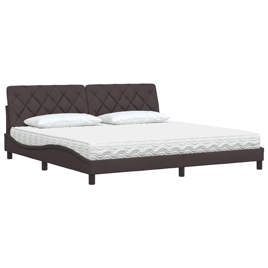 Letto con Materasso Marrone Scuro 200x200 cm in Tessuto 3310765