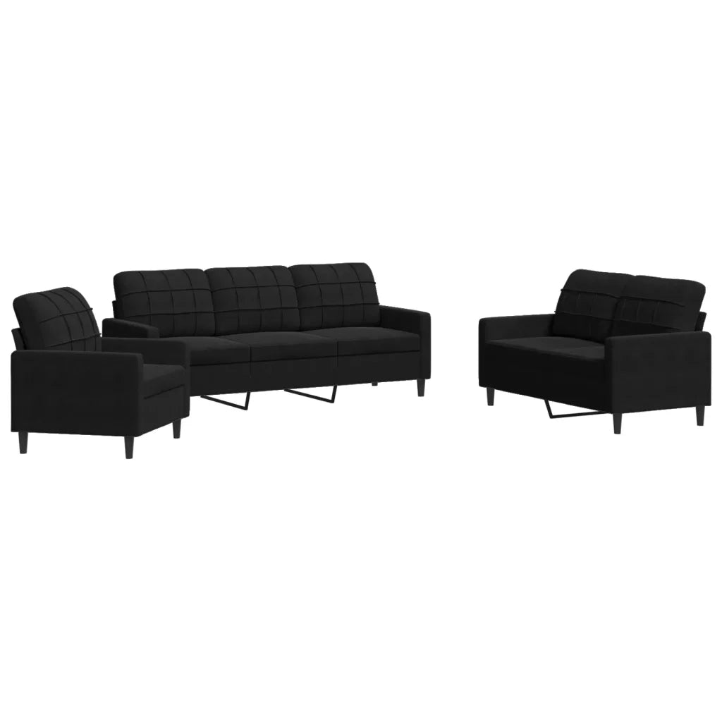 Set di Divani 3 pz con Cuscini Nero in Velluto 3278356