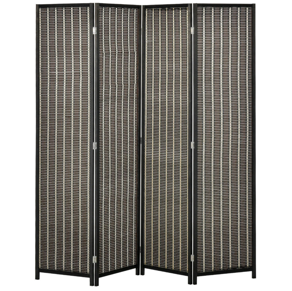Paravento 4 pannelli 180 x 180 cm in bambù marrone pieghevole