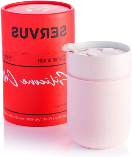 Tazza da Caffè in Ceramica - Tazze Isolate con Coperchi - Tazza Silicone Portatile - Senza BPA - 280 ml (rosa)