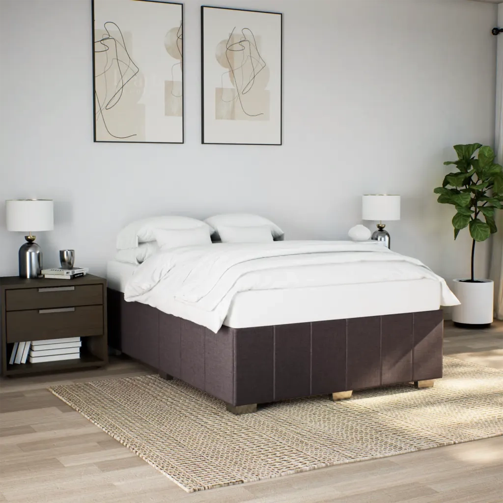 Giroletto senza Materasso-Struttura Letto Marrone Scuro 140x200 cm Tessuto 509257
