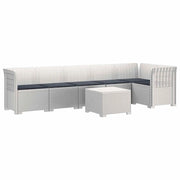 Divano da Giardino 6 Posti con Cuscini Aspetto Rattan PP Bianco 3444117