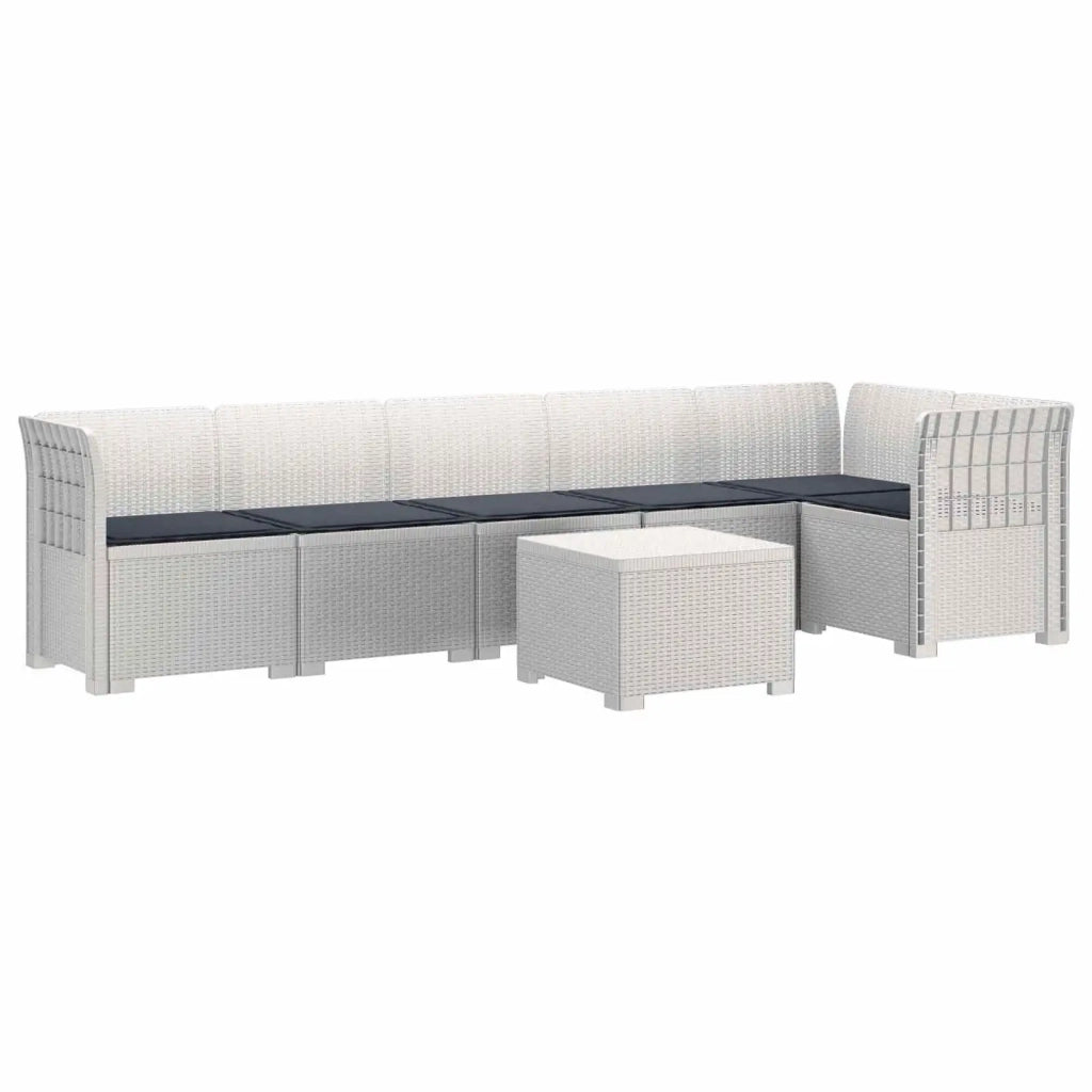 Divano da Giardino 6 Posti con Cuscini Aspetto Rattan PP Bianco 3444117