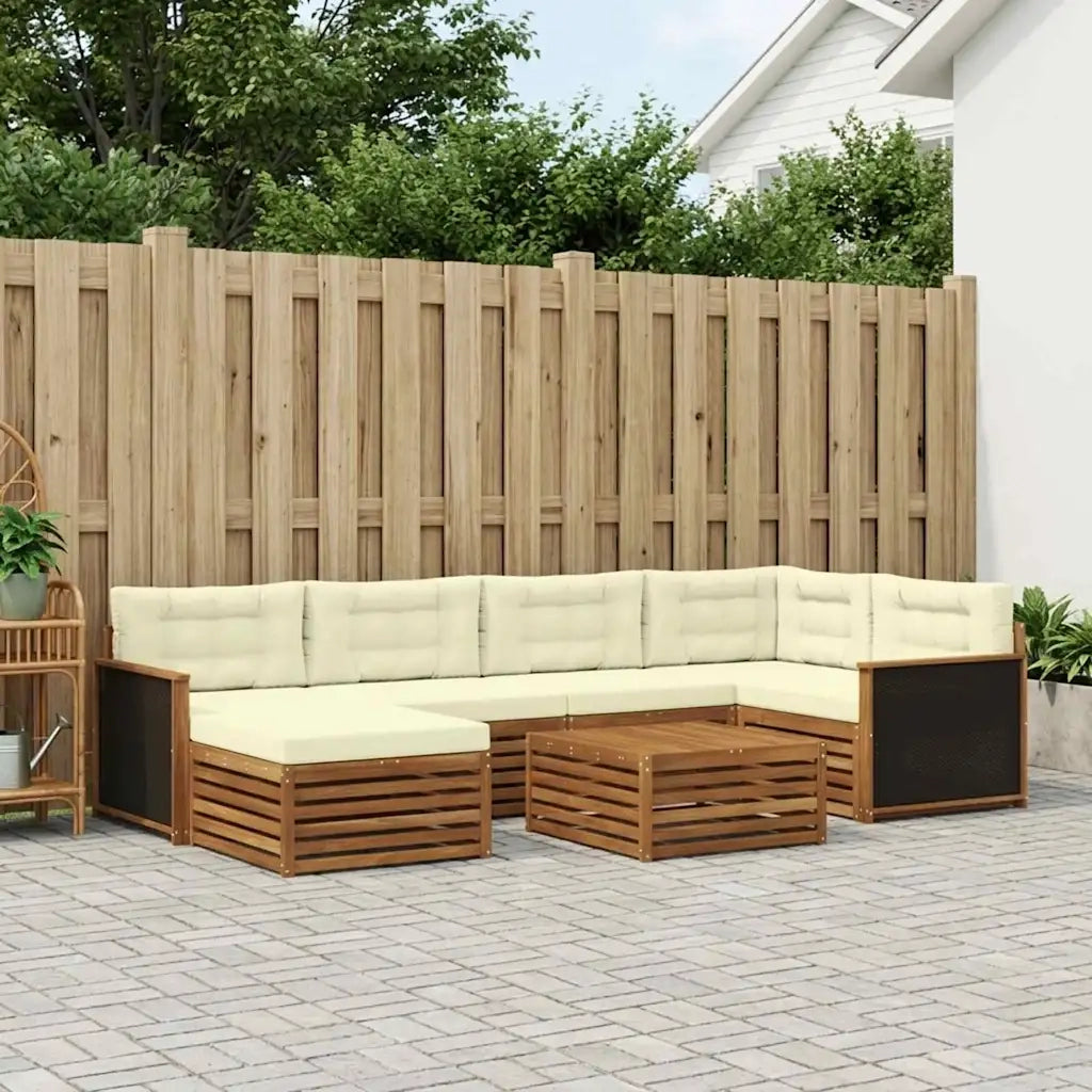Set di divani da esterno con cuscino 7 pcs Naturale e Crema