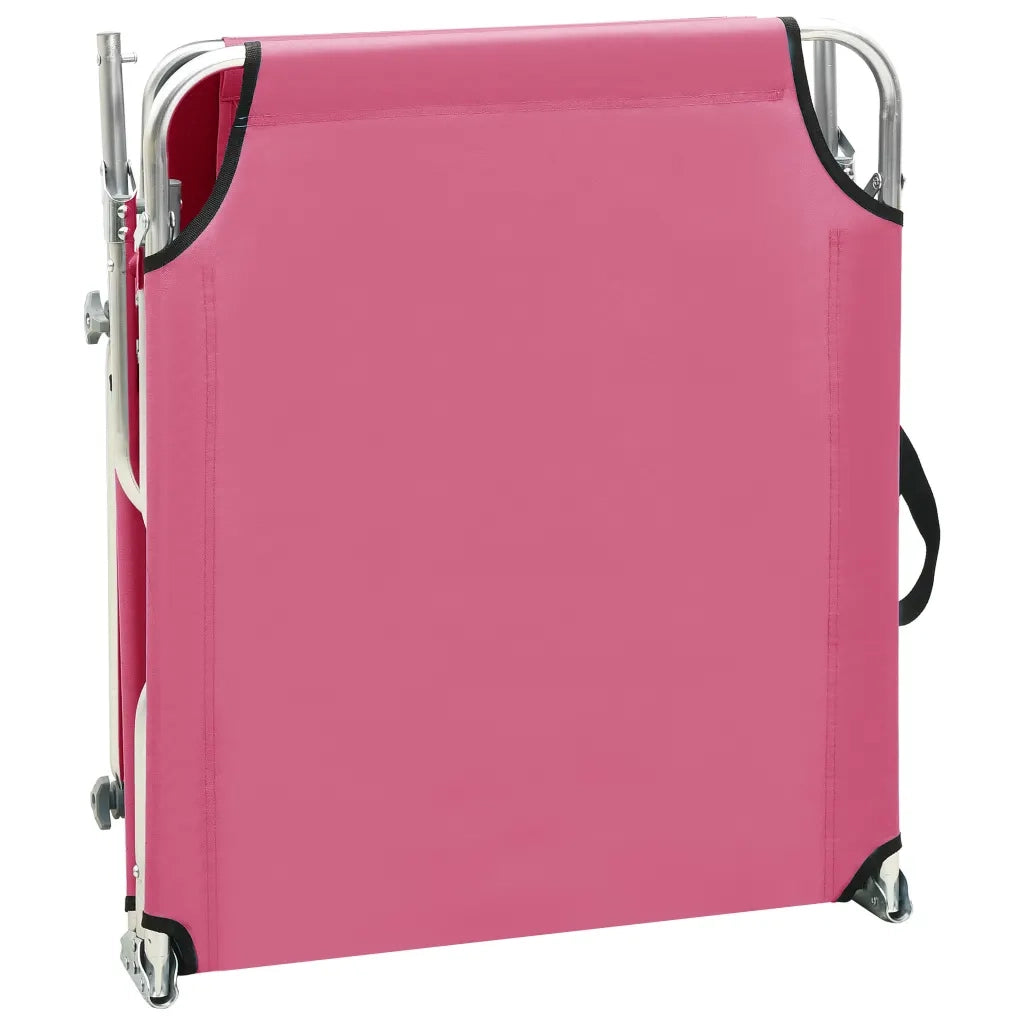 Sdraio da giardino | Lettino Pieghevole con Baldacchino in Acciaio Rosa Magenta
