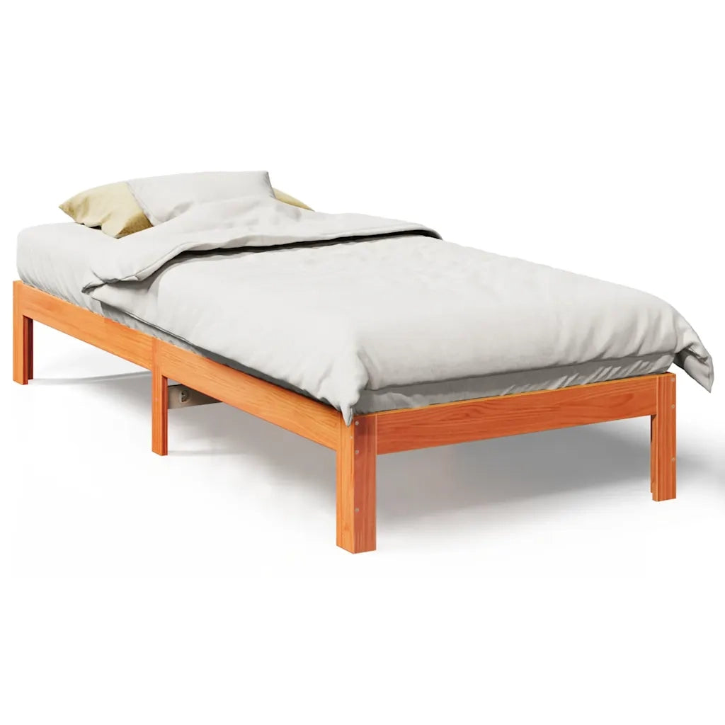 Giroletto senza Materasso Marrone Cera 90x200 cm Massello Pino 859222
