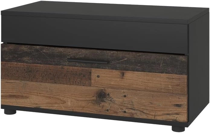 Mobiletto da soggiorno Berno, Quercia dorata/antracite, 70.8 x 38.9 cm con porta a battente, adatto per riporre libri e raccoglitori