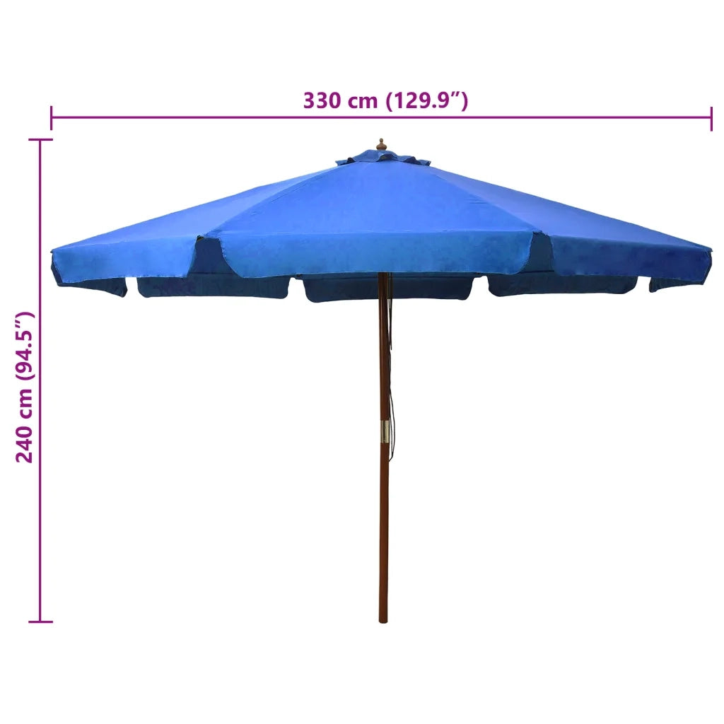 Ombrellone da Esterni con Palo in Legno 330 cm Azzurro cod mxl 21054