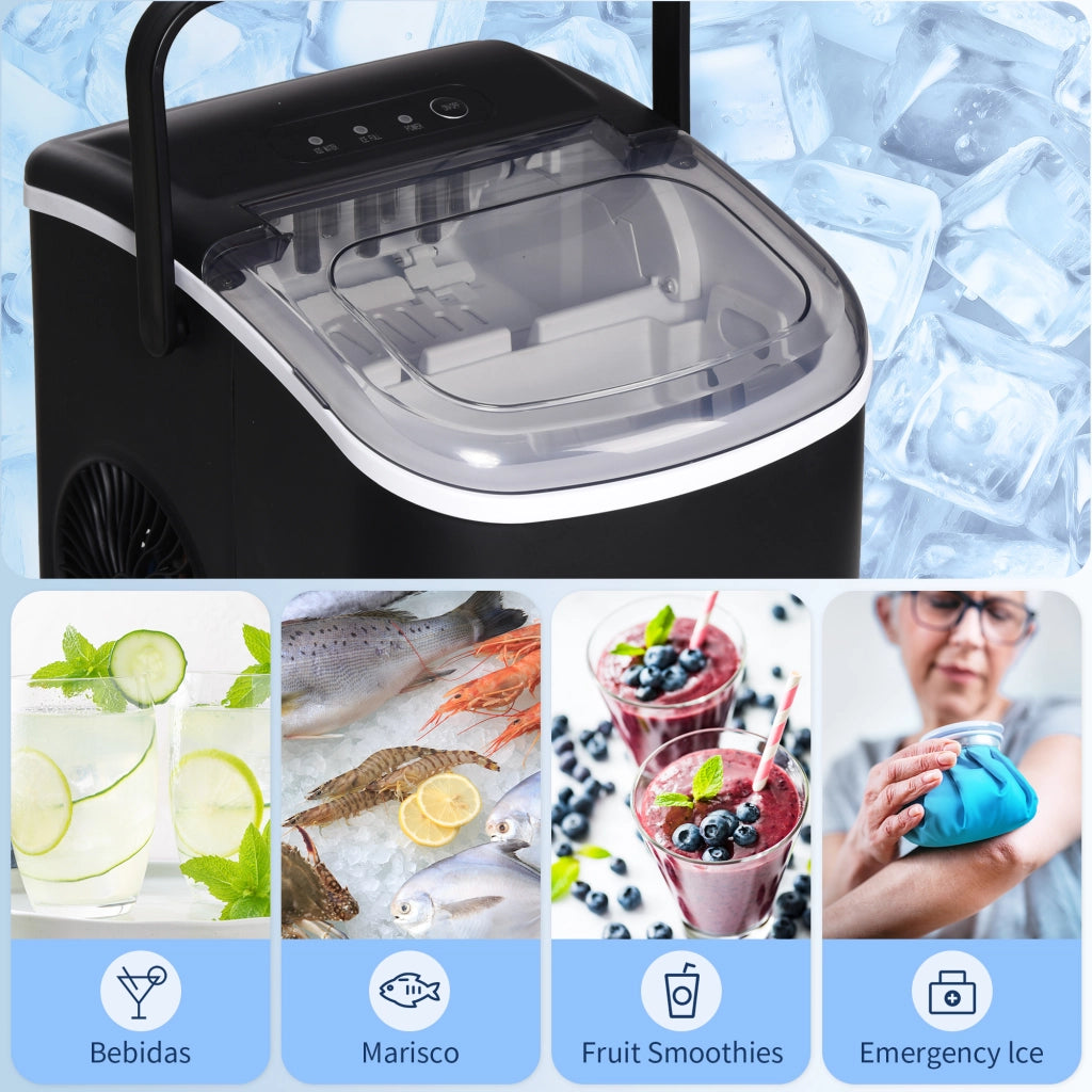 Macchina per Ghiaccio ¨C Xylo ¨C 12 kg/24h, 9 Cubetti in 6-12 min, Serbatoio 1,3L, Nero