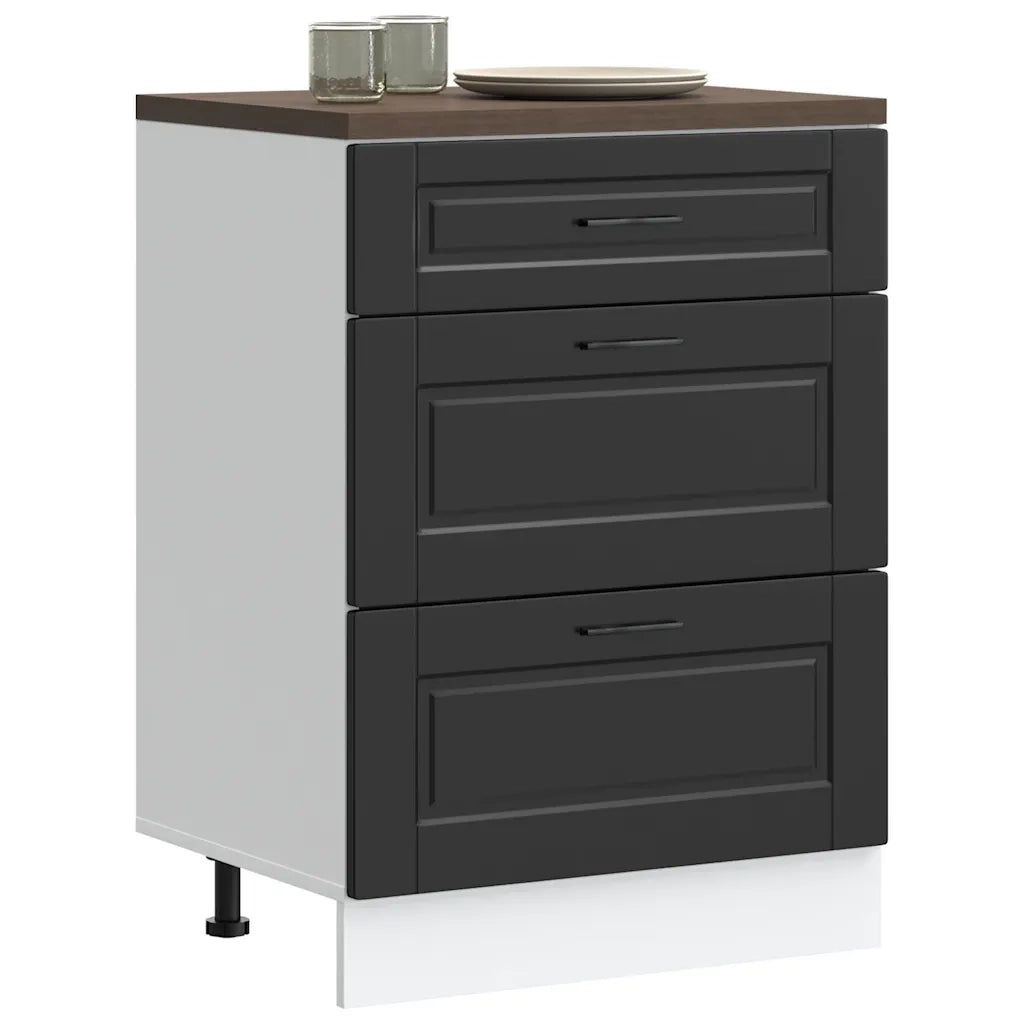 Mobiletto da cucina-Armadio da cucina "Porto" nero in legno ingegnerizzato 245433