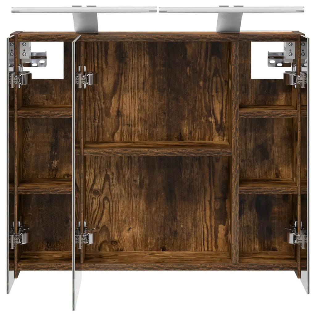 Mobiletto per specchio da bagno Rovere fumé 60 x 14,5 x 50 cm