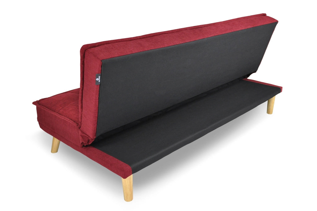 Divano letto clic clac in tessuto vellutato bordeaux, divano 3 posti - Bart - DL-BA21FBC