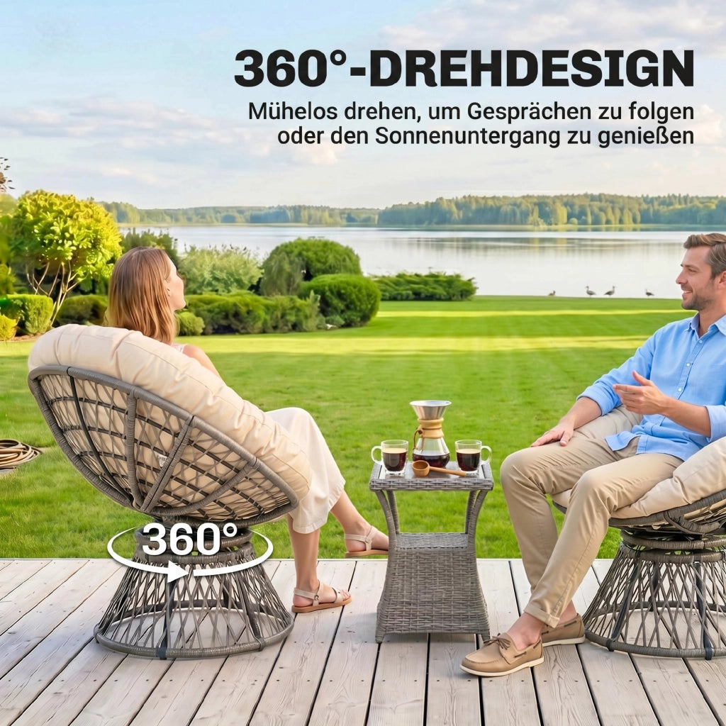 Poltrona girevole in rattan sintetico ¨C zephmum ¨C Beige 87x97x86 cm