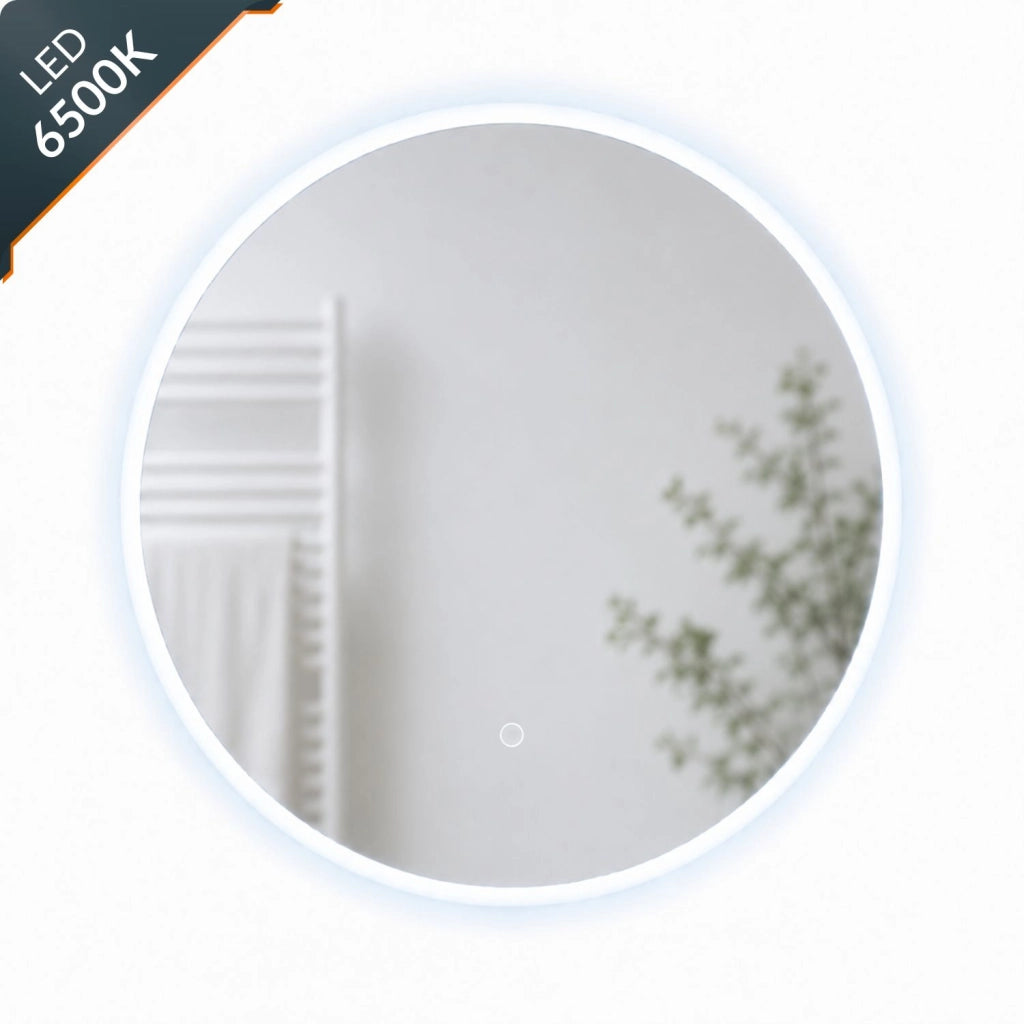 Specchio tondo led dimmerabile con interruttore touch per arredo bagno elegante da parete *** misura Ø60, tonalità ...