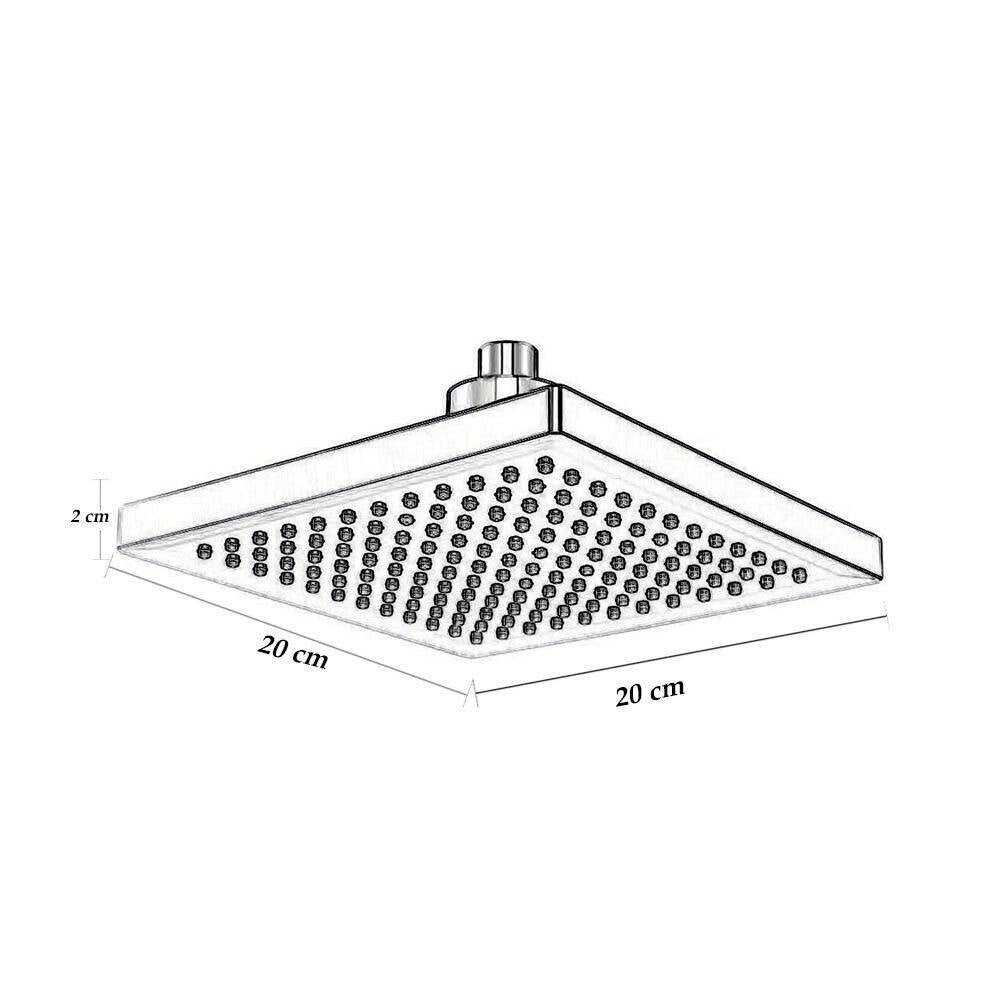 Trade Shop - Soffione Doccia Led Rgb 20 X 20 Cm Cromoterapia Doccia Emozionale Argento 79907 -