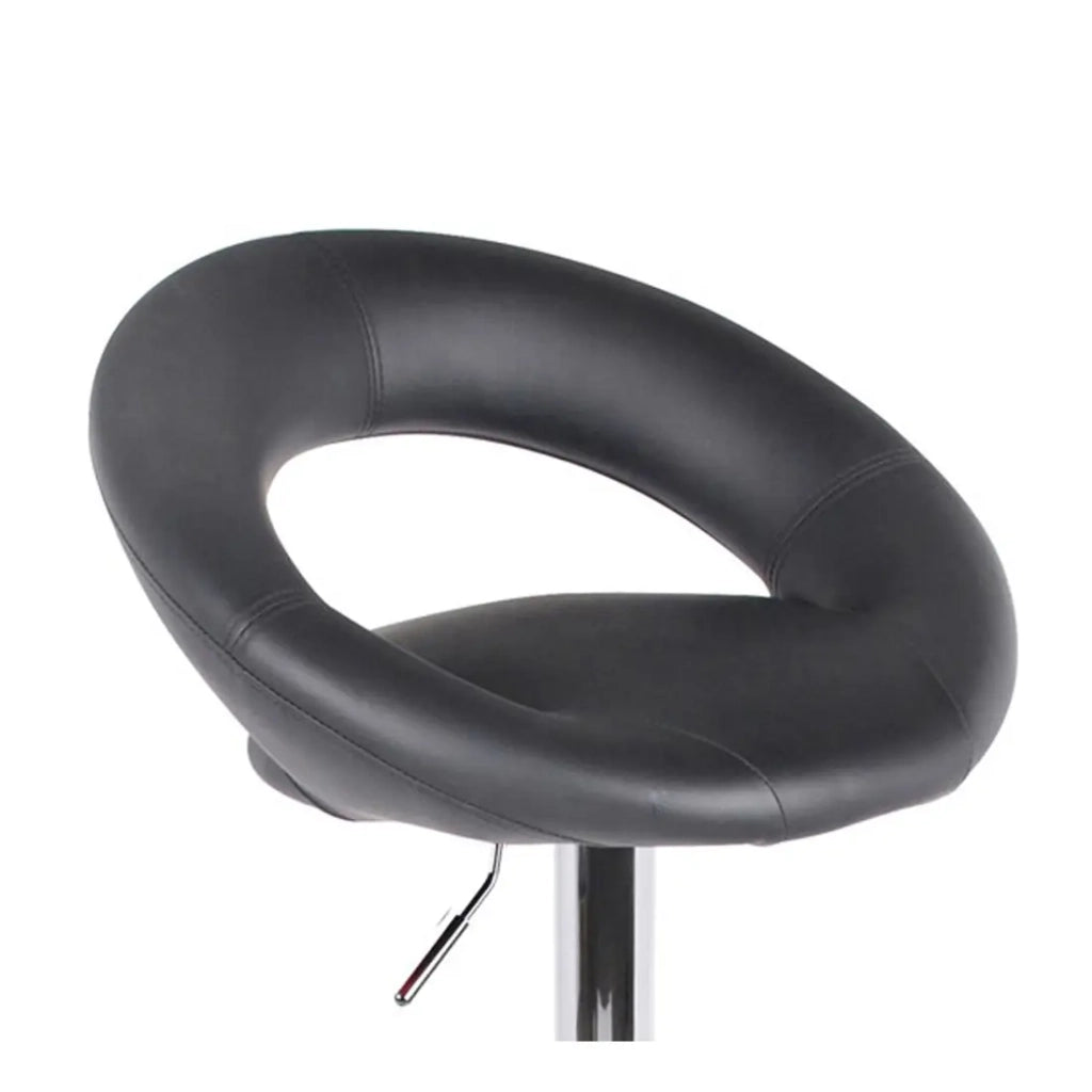 Set di 2 sgabelli da bar regolabili in altezza 77-97 cm – Seduta in similpelle PU nera, piede in metallo grigio, diametro 40 cm