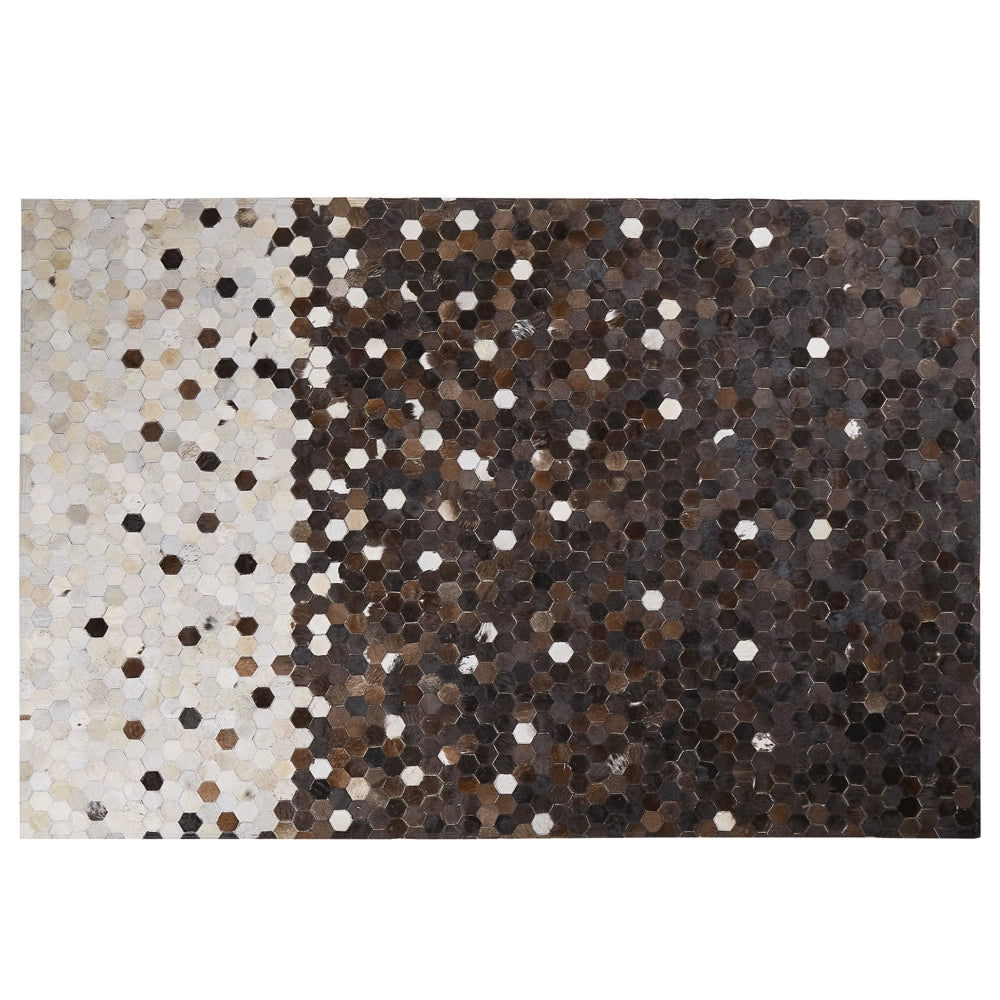 Tappeto tappetino Marrone con Pelle Beige 140 x 200 cm Patchwork Rustico
