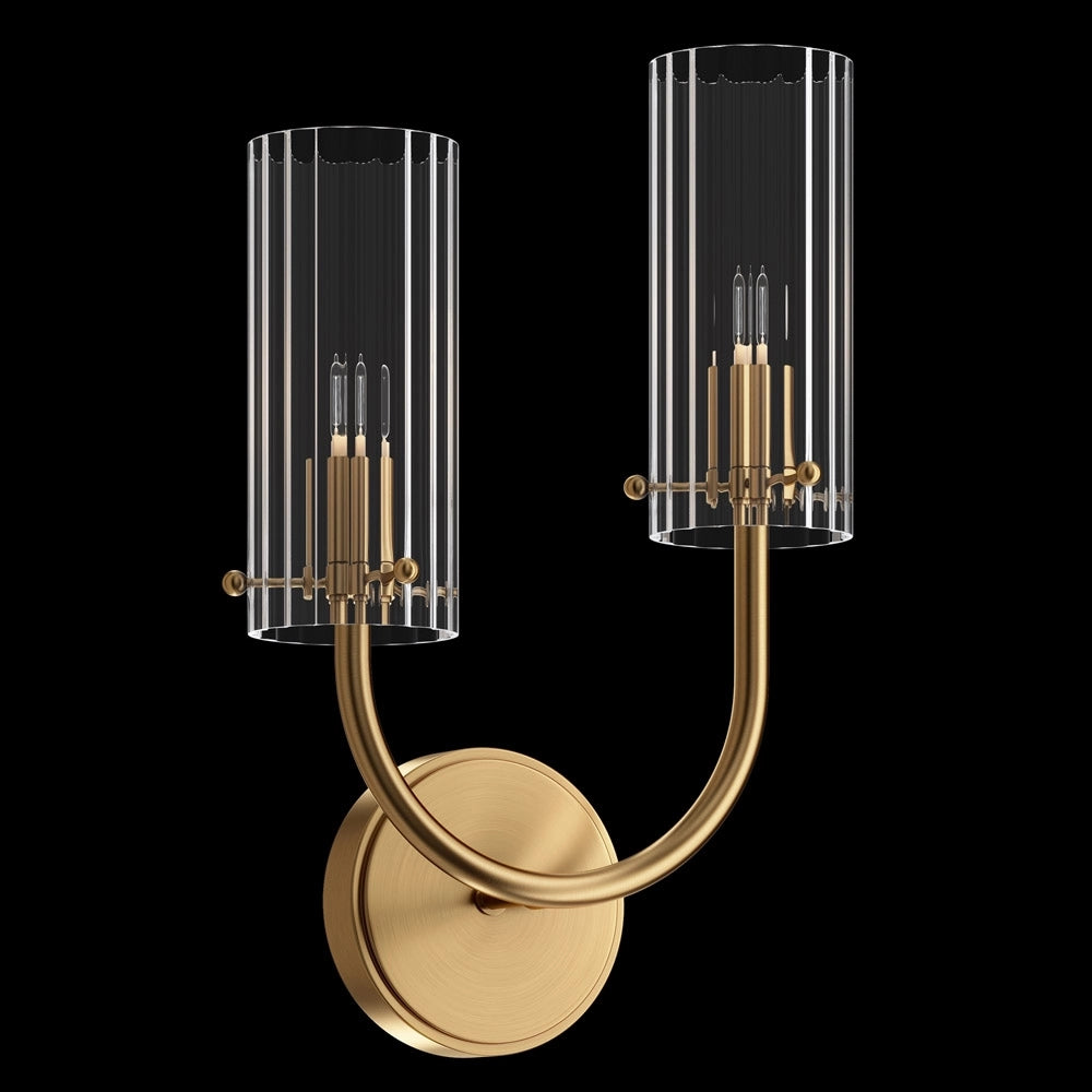 Applique Contemporanea Arco Struttura In Metallo Ottone 1 Luce Diffusore Vetro