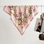 Sciarpa da donna in seta verde stampata, stile coreano, alla moda e versatile, sciarpa/fascia per il collo decorativa.