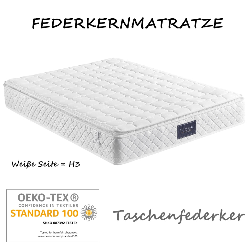 Letto imbottito con testiera contenitore; USB; prese e LED; 140x200 cm; grigio