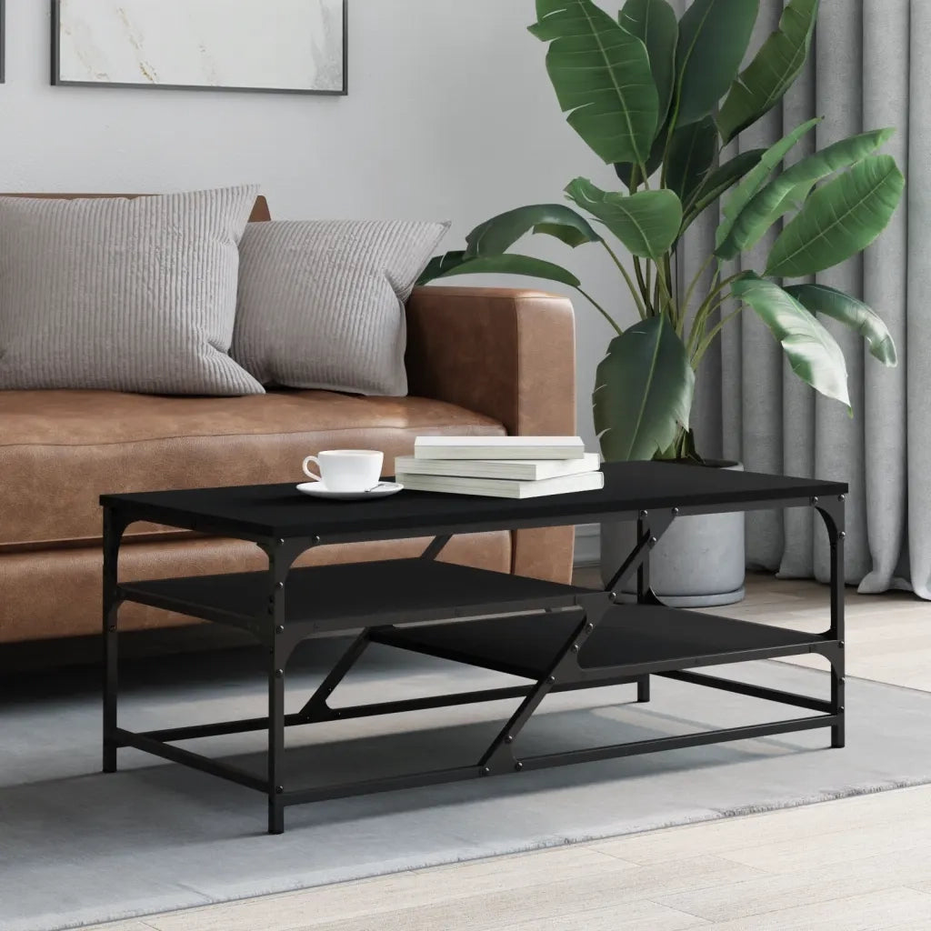Tavolino da salotto | Tavolino da caff¨¨ | Tavolino da Soggiorno Nero 100x49x40 cm in Legno Multistrato