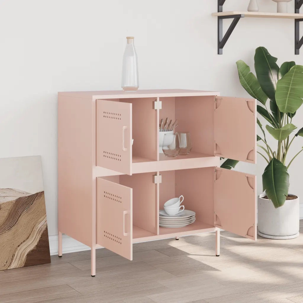 Credenza | Madia | Buffet da pranzo | Armadio da pranzo Rosa 68x39x79 cm in Acciaio