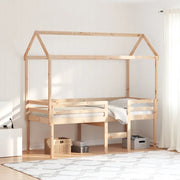 Letto a Soppalco con Tetto 90x200 cm in Legno di Pino
