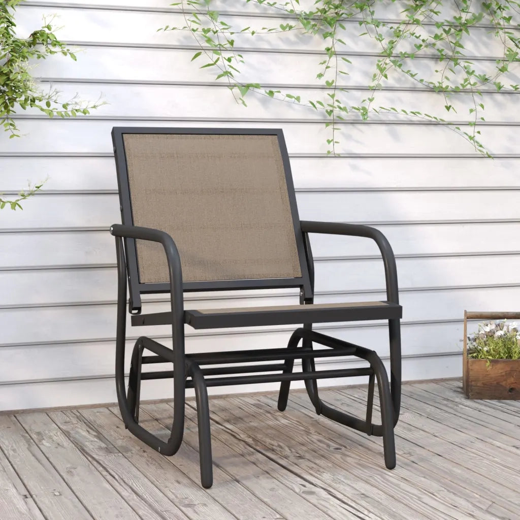 Sedia a Dondolo Giardino Marrone 61x76x87cm Textilene e Acciaio 362711
