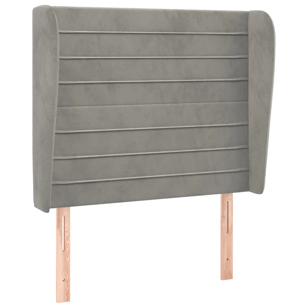Testiera | Testata ad Orecchio Grigio Chiaro 83x23x118/128 cm in Velluto