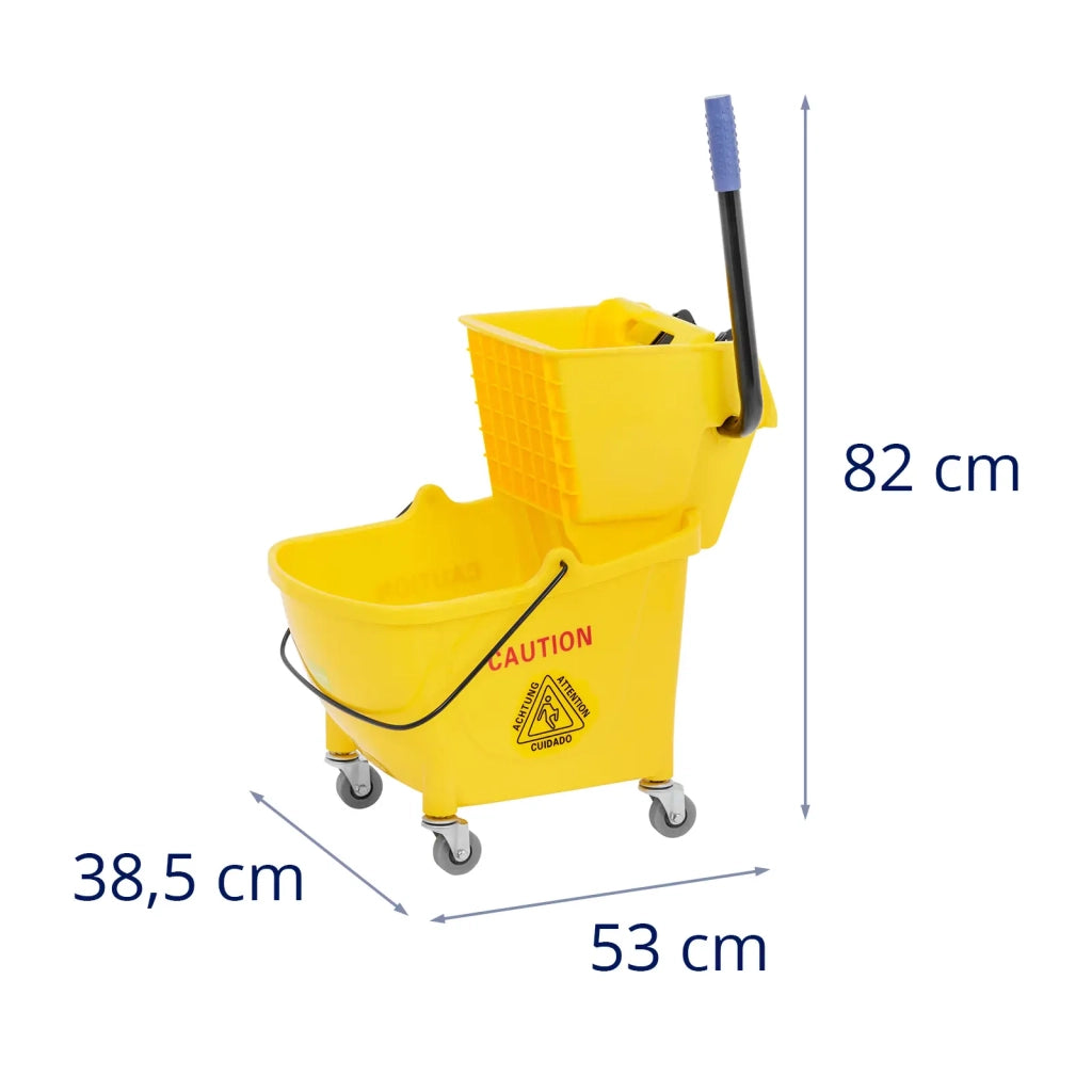 Secchio strizzatore professionale in plastica gialla da 24 litri con ruote 14_0009915