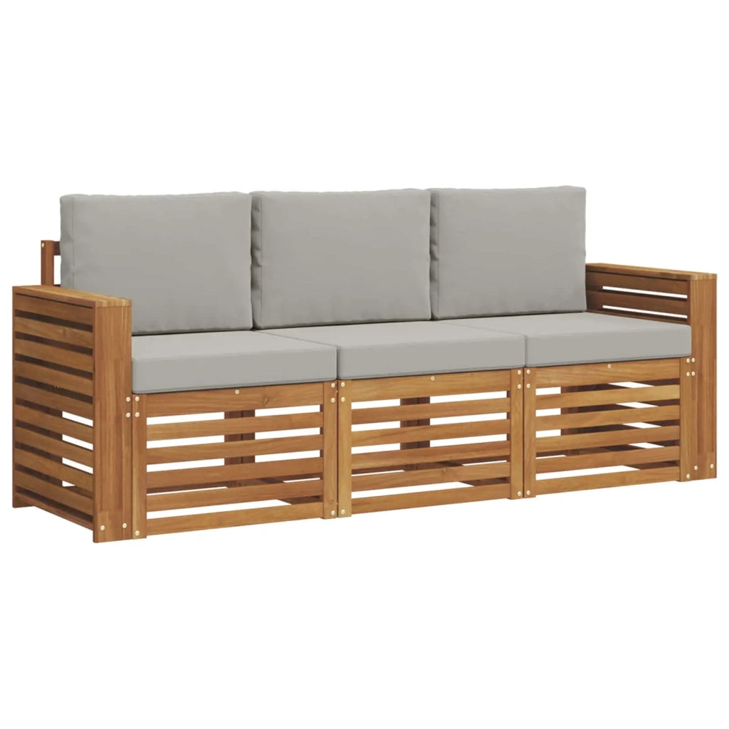 Set divani con cuscino 3 pcs Grigio Naturale e Chiaro