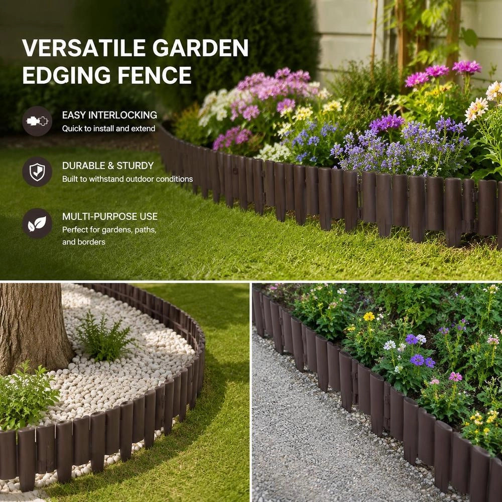 Lawn Edging, 36 Pieces, Brown, 10 M, PP