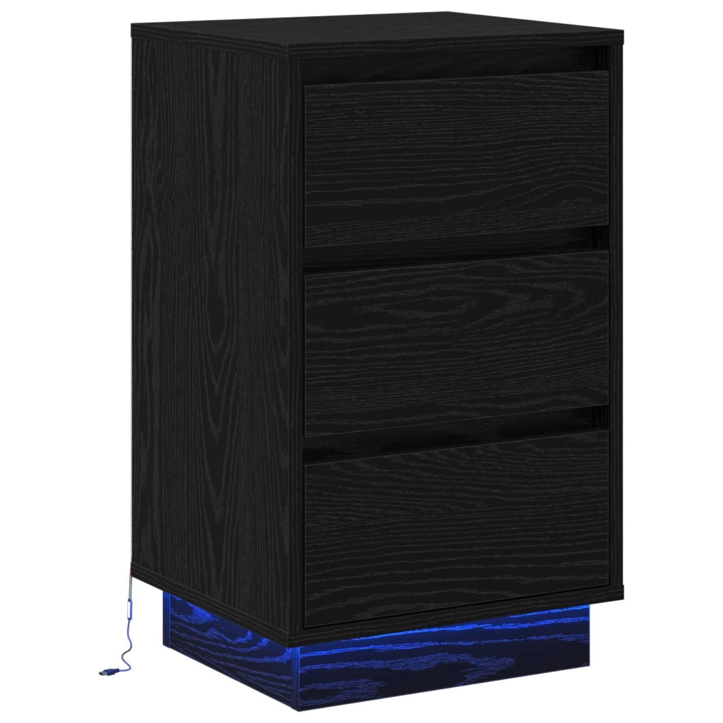 Comodino | Armadio da Notte | Mobiletto da notte con cassetto Rovere Nero 39 x 34,5 x 65 cm