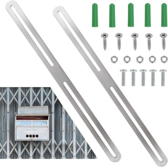 Impianto di fissaggio per cancelli 2 pezzi - Fissaggio per cancelli 360 x 24 mm - Connettore piano - Porte o cancelli